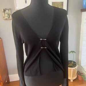 Karen Mullen Black Open Cardigan With Metal Bar closure sz S